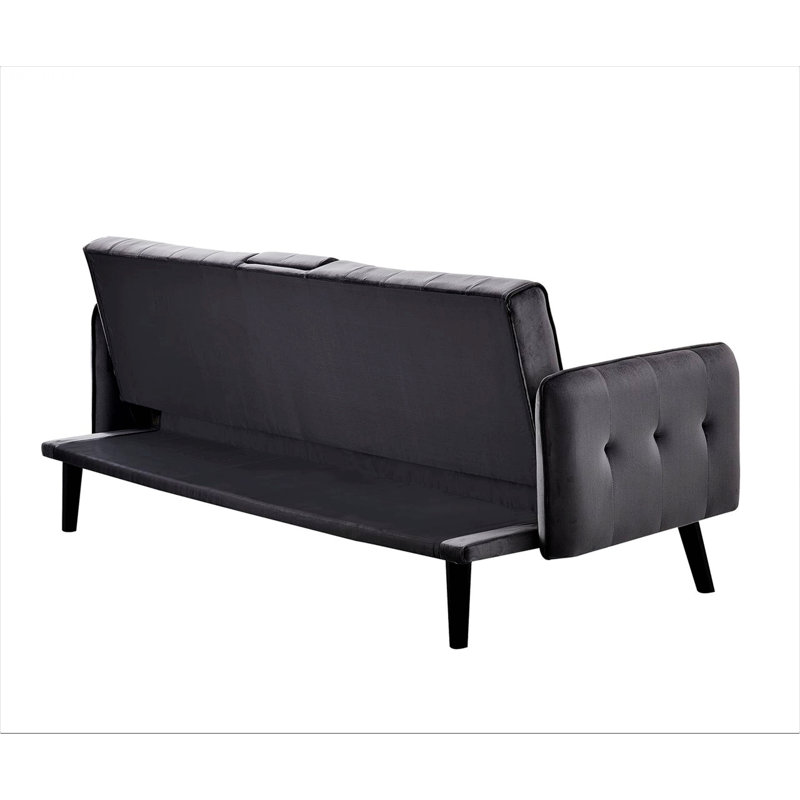 Canapé-lit convertible gain de place avec porte-gobelet intégré, Pink Linen, Brun