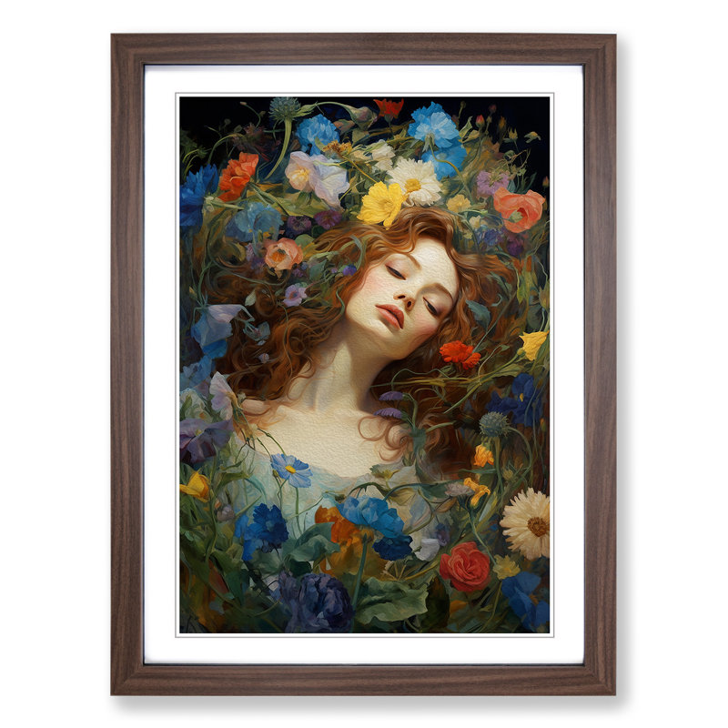 Wildflowers Renaissance - Framed Print, 34cm H x 25cm W x 2cm D, Walnut