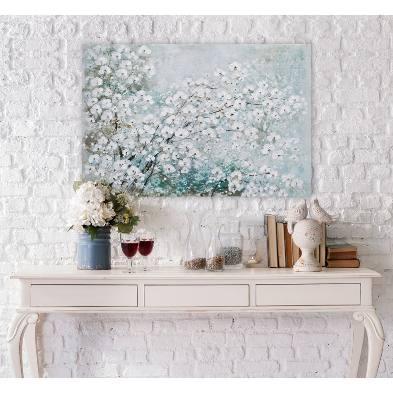 Fleur de cerisier - peinture sur toile tendue, H 24 po x l 36 po x P 2 po