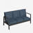 75" All-Weather Aluminum 3-Seat Patio Sofa With Thick Blue Cushions & Black Frame-185959133
