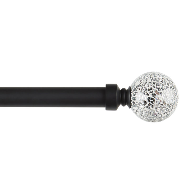 Tringle à rideaux simple réglable en fer blanc avec mosaïque blanche 66 po à 120 po 1 po