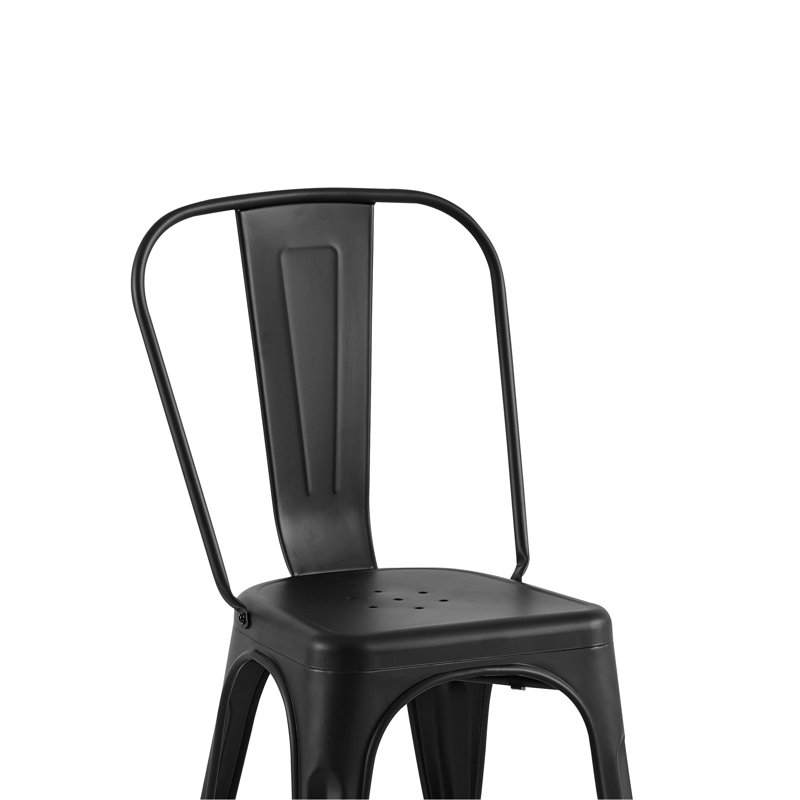 De 2 chaises de salle à manger modernes en métal noir mat, d'une hauteur de siège de 18 pouces, empilable, pour l'intérieur et l'extérieur