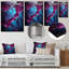 Bleu et mauve sans soudure Marble River III - décoration murale abstraite en métal-197121885
