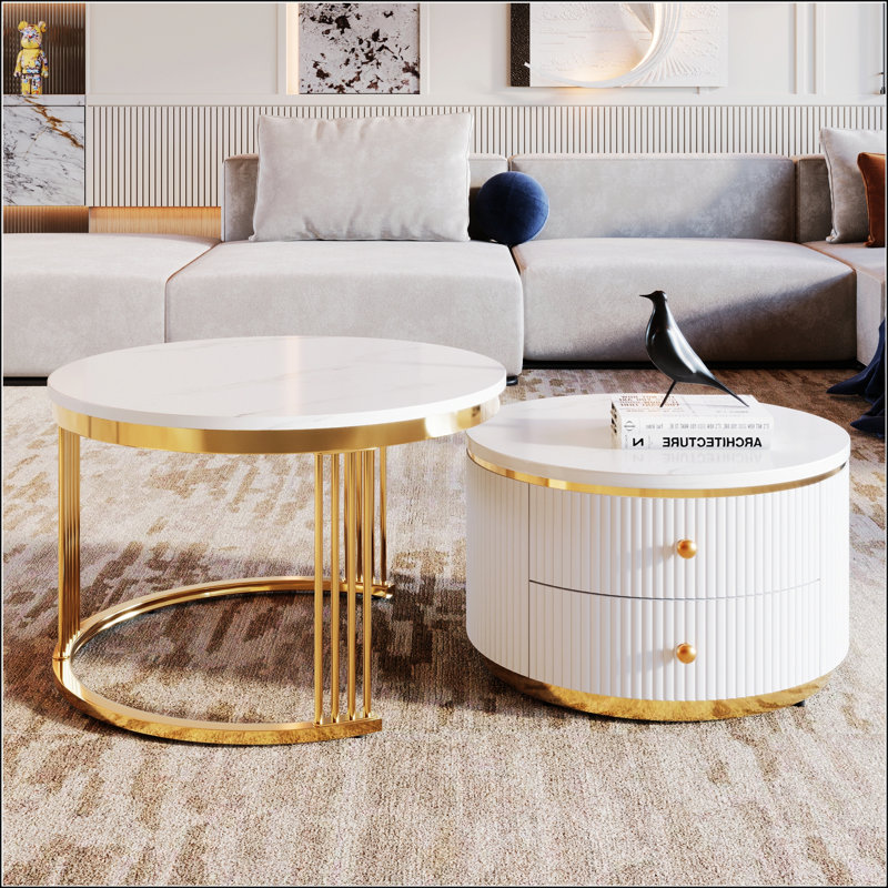 Table basse 2 pièces Modern Modern White, Blanc