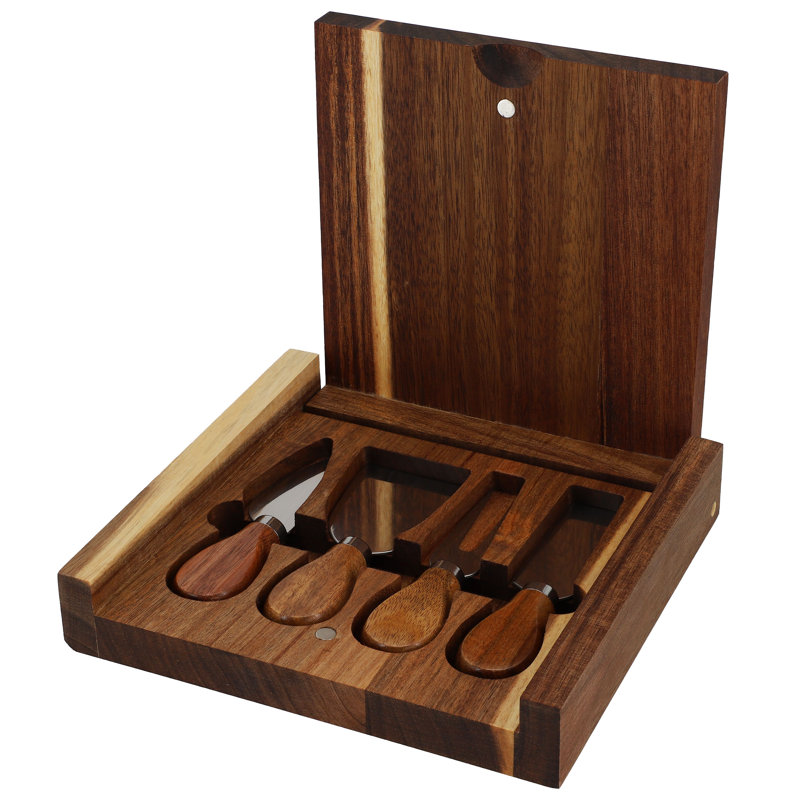  Ensemble de planche à fromage carrée 5 pièces en bois d'acacia