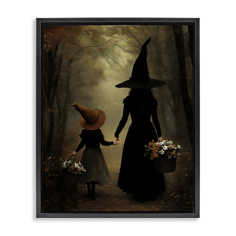 Cadre flottant Witch & Daughter Mystical Forest, design par Arlington Prints, H 31 po x l 25 po, Noir