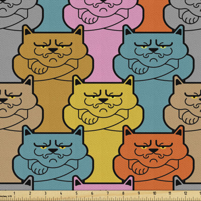 Gerth Grumpy Face Cats Fabric