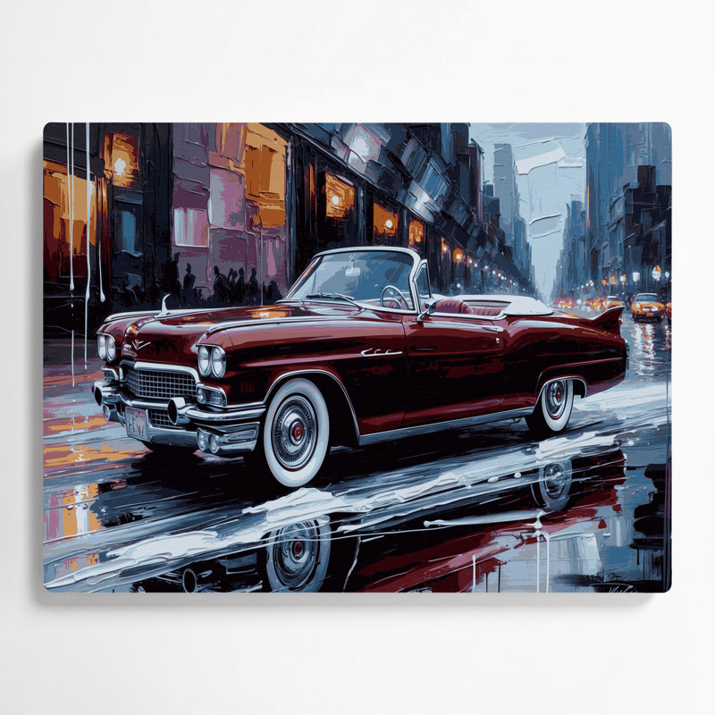 «Transport Classic convertibles», art mural en métal mauve, H 8 po x l 10 po