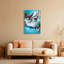 Ensemble de 1 tableau sur toile représentant un requin dans une baignoire avec un perroquet-2041569506