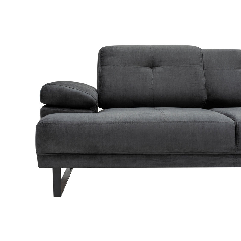 Canapé et méridienne Simmerman, Mélange de polyester anthracite, Orienté à droite, H 32,7 po x l 107,9 po x P 68,5 po