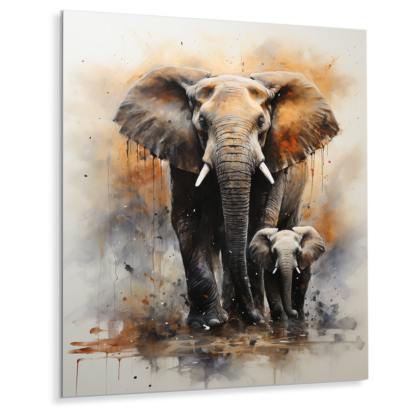 Éléphant «Elephant Gentle Giants Elephants II» - Décoration murale animaux en éléphant, H 20 po x l 12 po