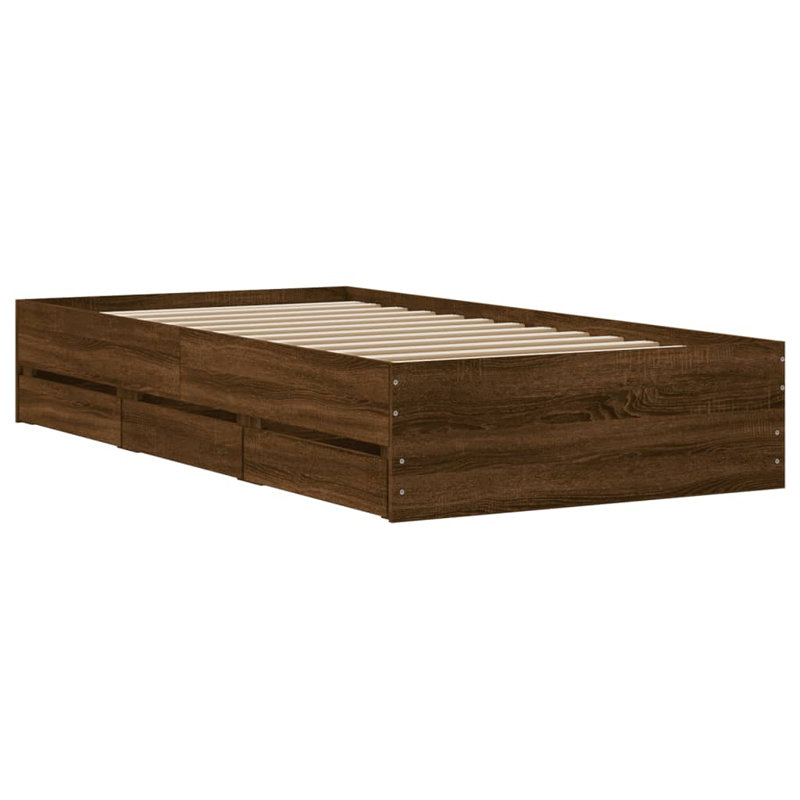 Nikash Bed, Brown Oak, Small Single ( 75 x 190 cm)