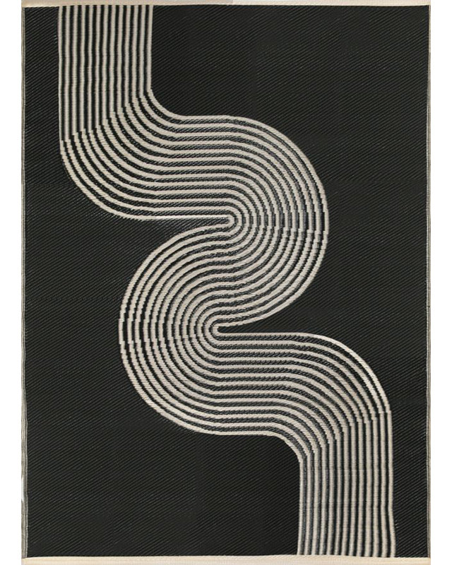 Urban Collection Outdoor Rug Wave Design in Black, Rectangle 150 x 220cm