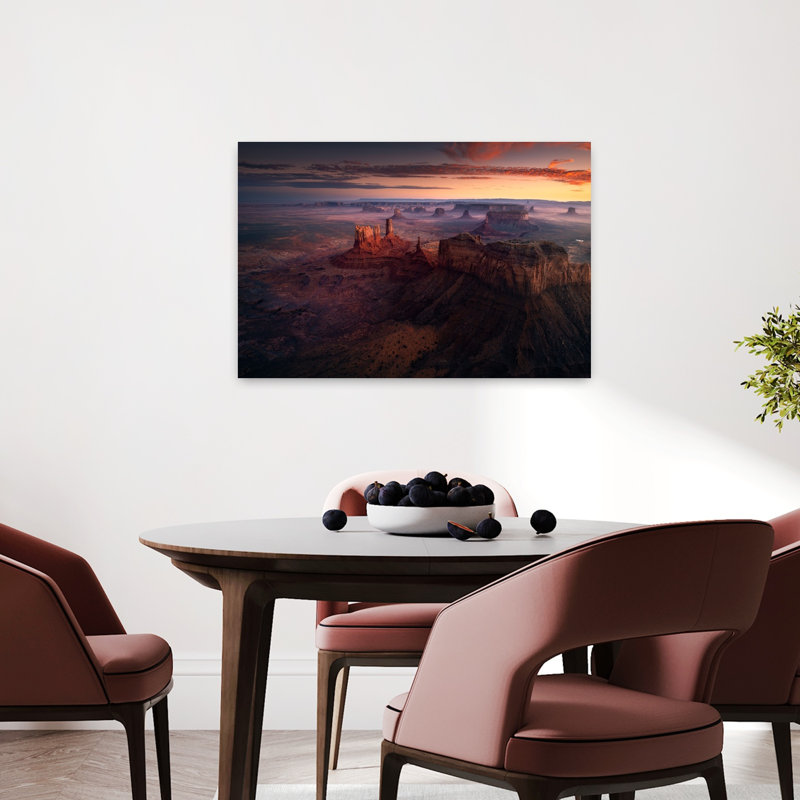 Dramatic Desert Sunrise Dramatic Abstract Contemporary Landscape Mountain Wall Art Print 1 Piece Wrapped Canvas Wall Art