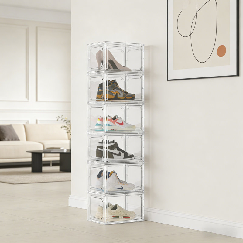 Boîte de 6 présentoirs à chaussures à fermeture magnétique, Clair