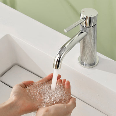 Modern Single - Handle Bathroom Faucet Featuring Geometric Cut Decor
