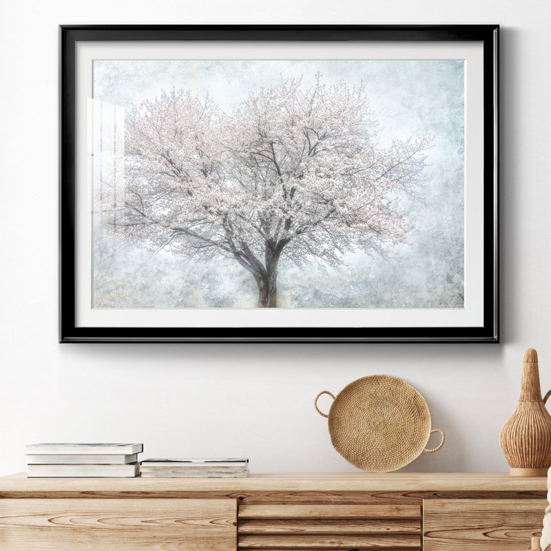 Un avant-goût du printemps II - Tableau encadré sous verre acrylique, grand format, idéal pour le salon, Papier encadré noir
