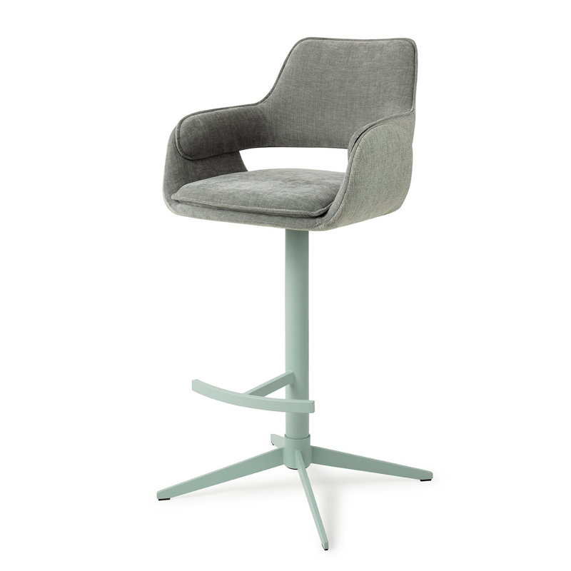 Natsuki Upholstered Counter Stool with Metal Frame, Grey, 75cm