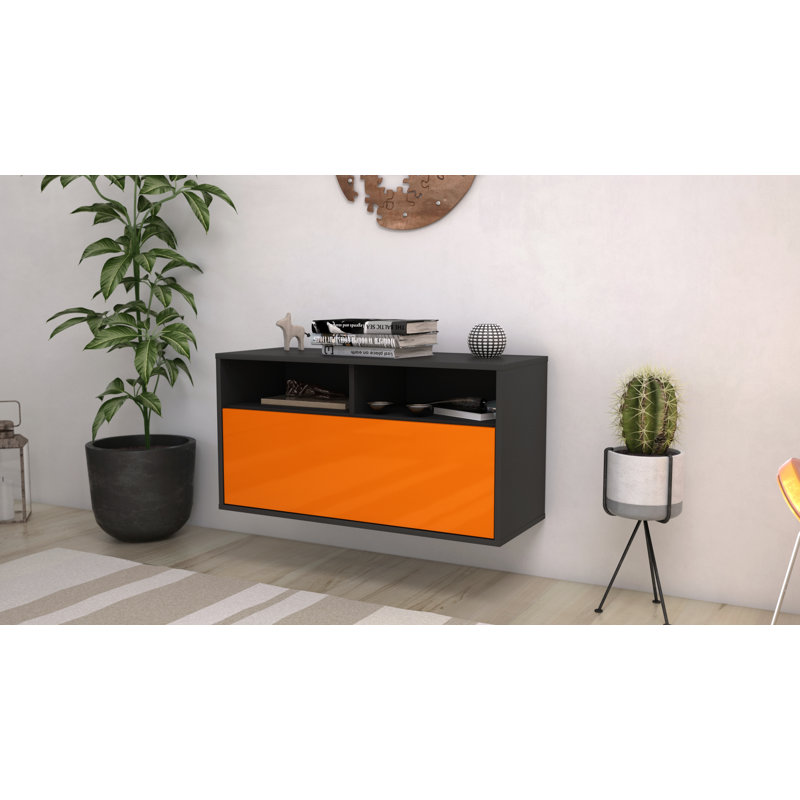 Loyne TV Stand, Black/Orange