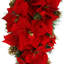 Holiday Swag With Poinsettias, Ornaments And Pinecones