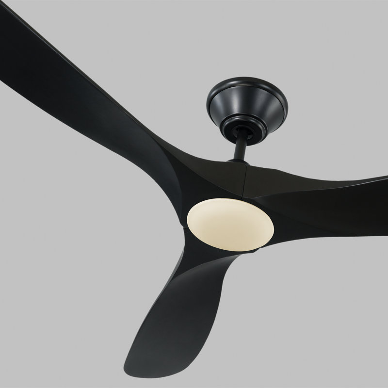 LED Downrod Ceiling Fan, Matte Black with Black Blades, 52 inches