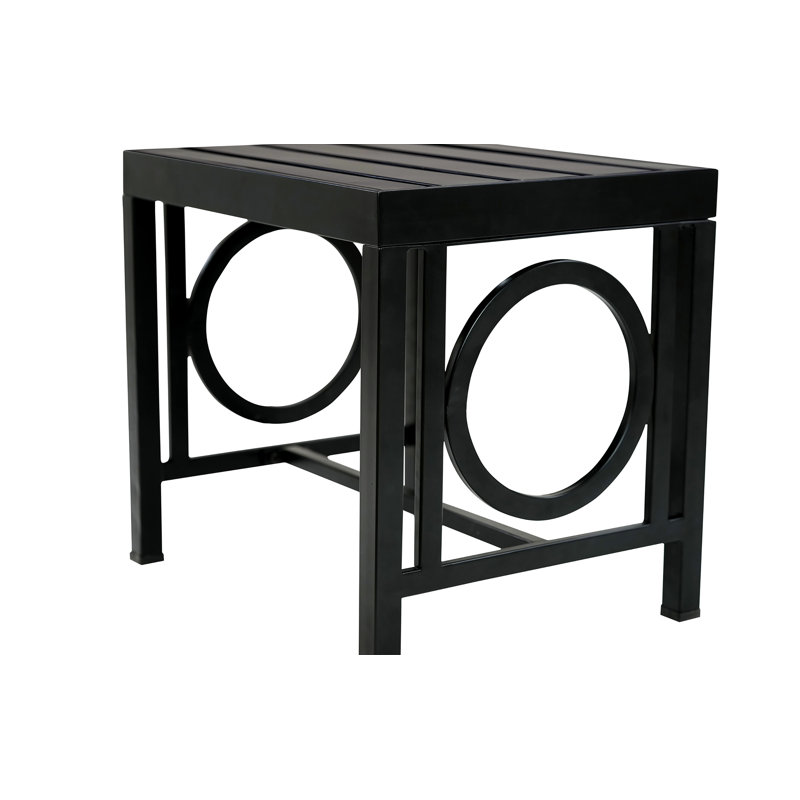 Elegant Black 20"D x 16"W x 18"H Outdoor Side Table with Weather-Resistant Powder-Coated Steel, Black