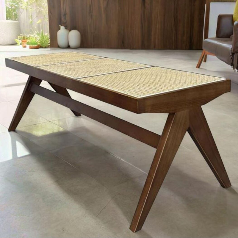 Banc en bois massif Glencairn, Noyer