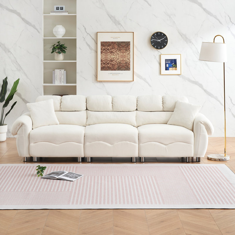 Legary 78 po, Velours blanc, H 39,8 po x l 78 po x P 25 po