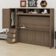 Lit escamotable double avec garde-robe, tiroirs et tablettes