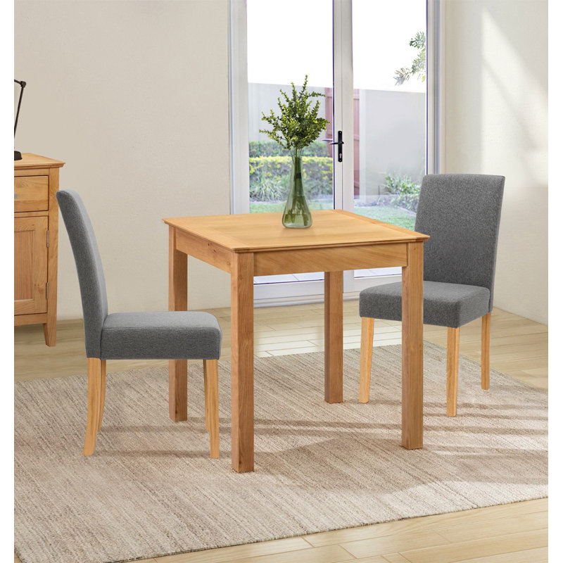 Madelynn 2 - Person Solid Oak Dining Set, Grey, 3 Pieces: 1 Table, 2 Chairs