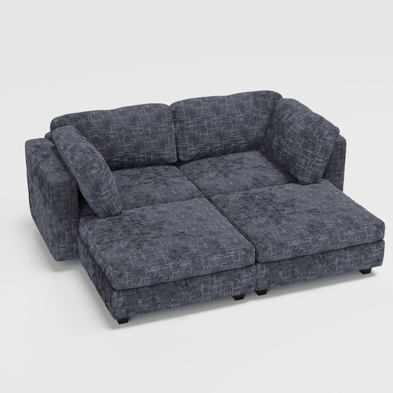 Canapé modulaire modulaire, siège de canapé convertible avec rangement, ensemble canapé-lit modulaire, combinaisons modulaires flexibles en tissu pour le salon (4 sièges)