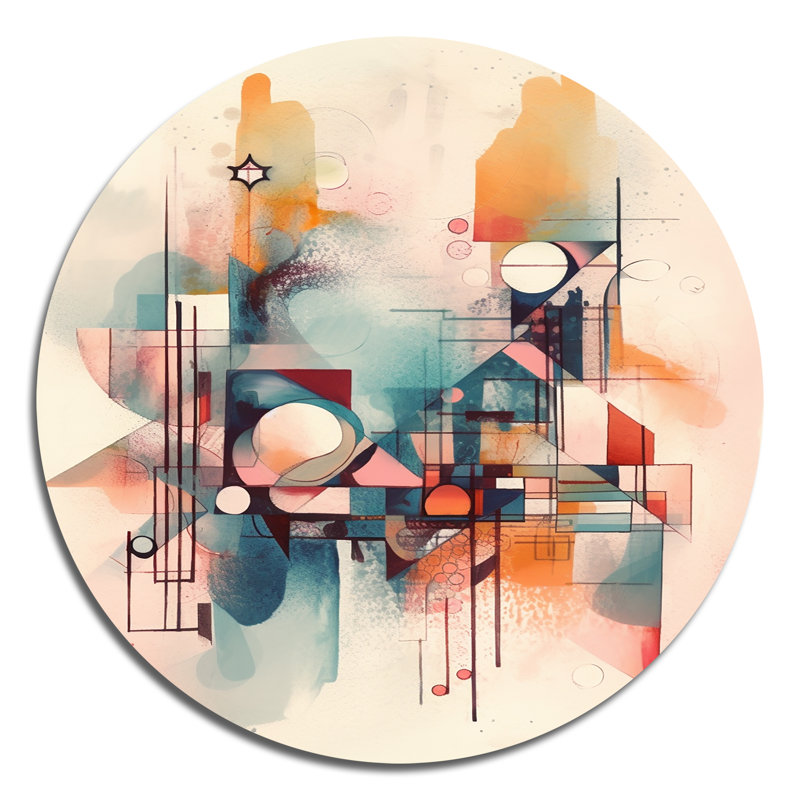 «Explorations In Serenity II», art mural rond abstrait géométrique sur métal, H 29 po x l 29 po x P 1 po
