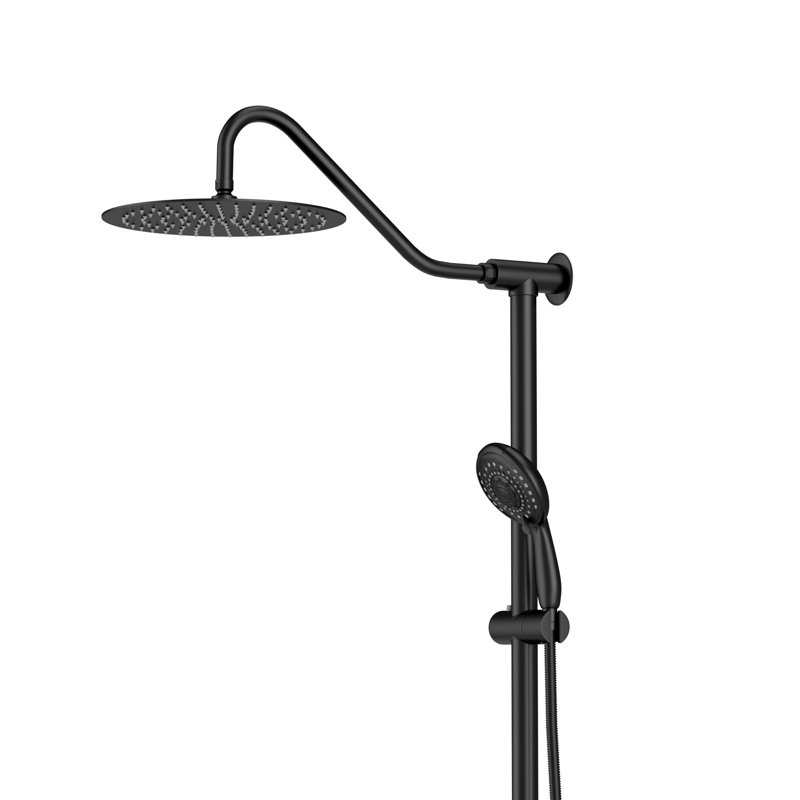 Multi Function Adjustable Rain Dual Shower Head, Black
