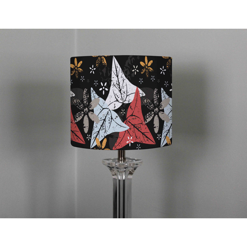 Leaves And Flowers 22cm H Cotton Drum Lamp Shade ( Uno )