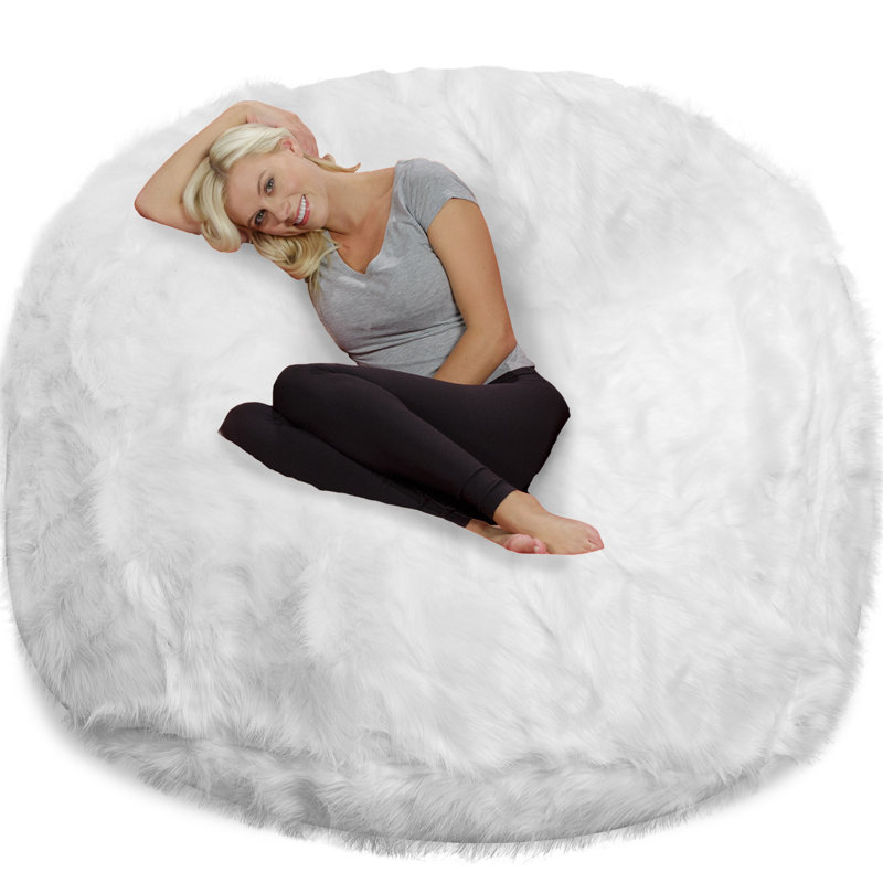 Bean Bag Chair - Giant Faux Fur Classic Memory Foam filled Furniture Bean Bag Pouf for Lounging, Reading, Gaming and Watching TV for Adults - Big Sofa with Plush, Ultra Soft Faux Long Fur Cover in Multiple Colors and Sizes