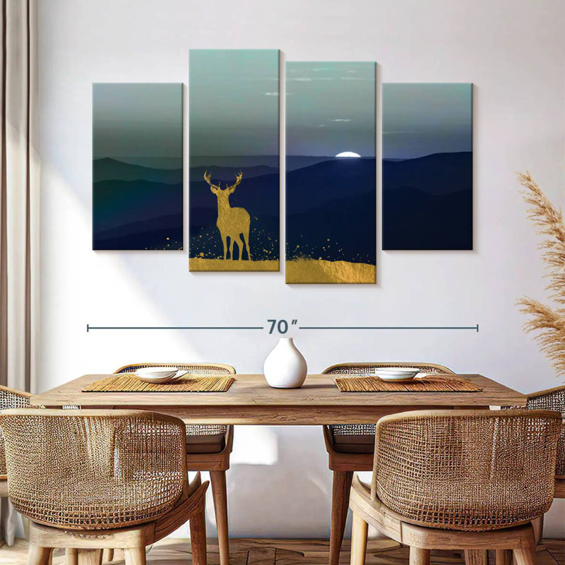 Silhouette de ronce de cerf solitaire, H 42 po x l 68 po