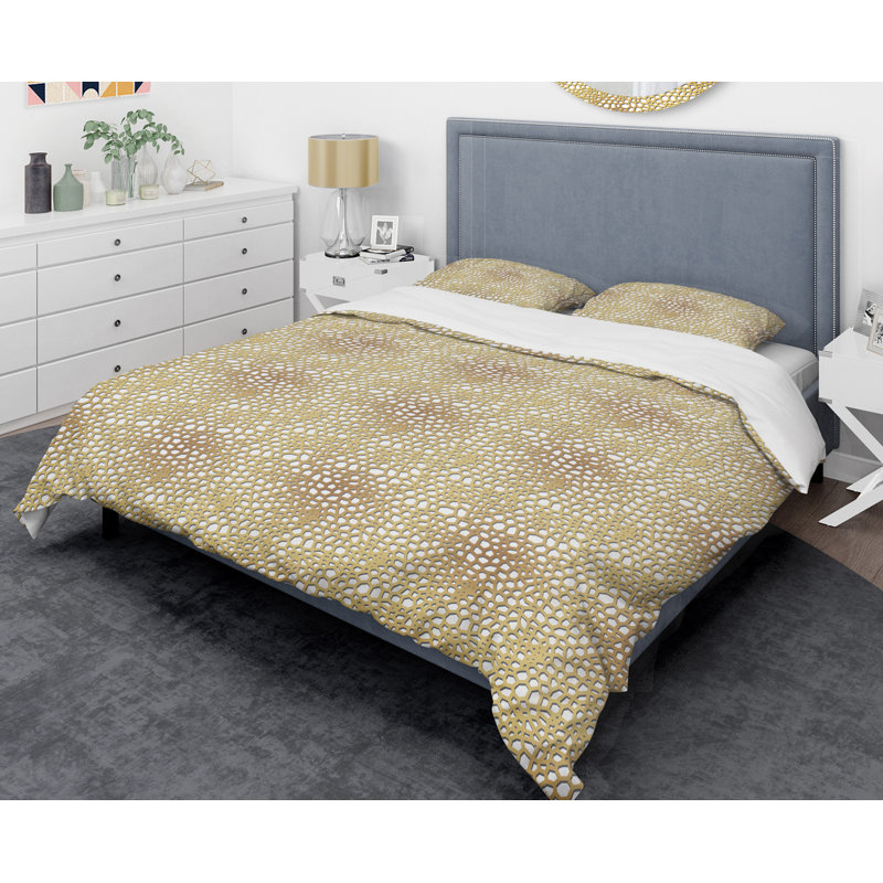 Ensemble de housse de couette labyrinthe mid-century, Housse simple + 1 taie décorative