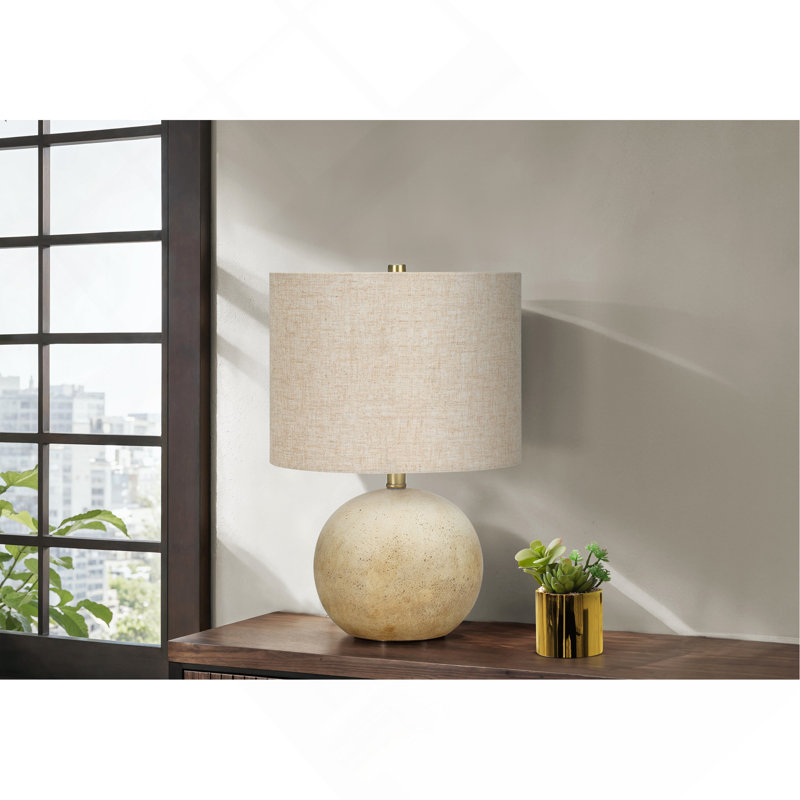 Lighting, H 20 ", lampe de table, béton beige, abat-jour beige, contemporain, Beige, Beige