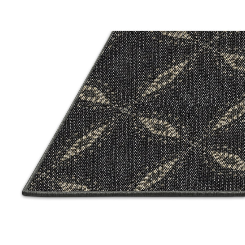 Tapis décoratif noir ikat, Rectangle 5 pi x 8 pi