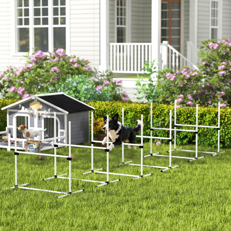 6 Piece Dog Agility Training Equipment For Dog Agility Course With Adjustable Height Jump Bars, Included Carry Bag, & Displacing Top Bar