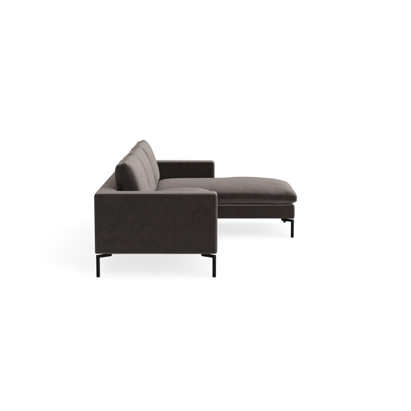 MTO - The New Standard Sofa with Arm Chaise with Black Legs, Right, Storm Velvet