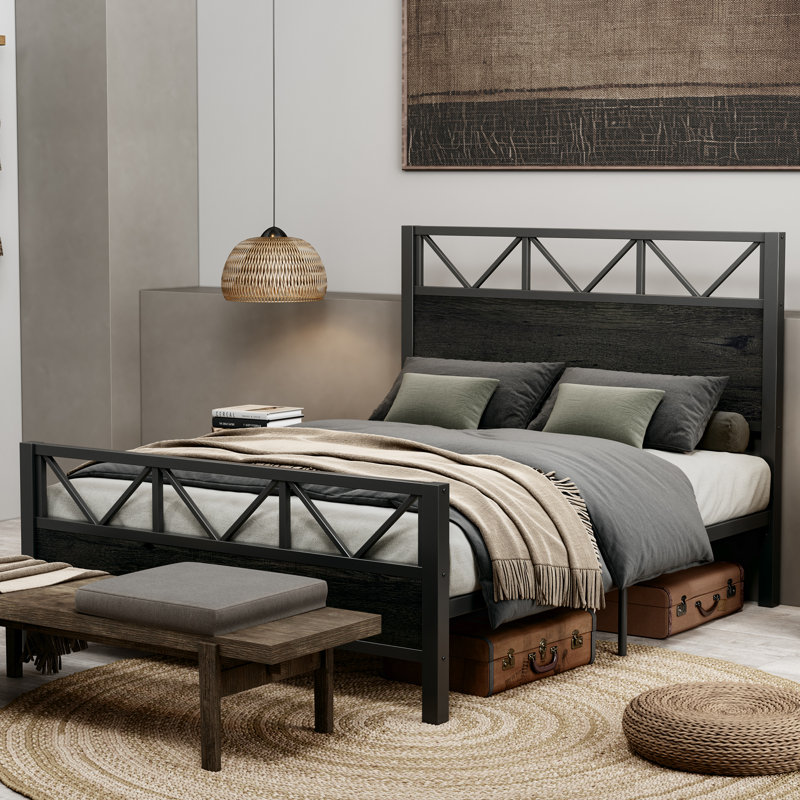 Wykeisha Platform Bed, King, Charcoal Gray