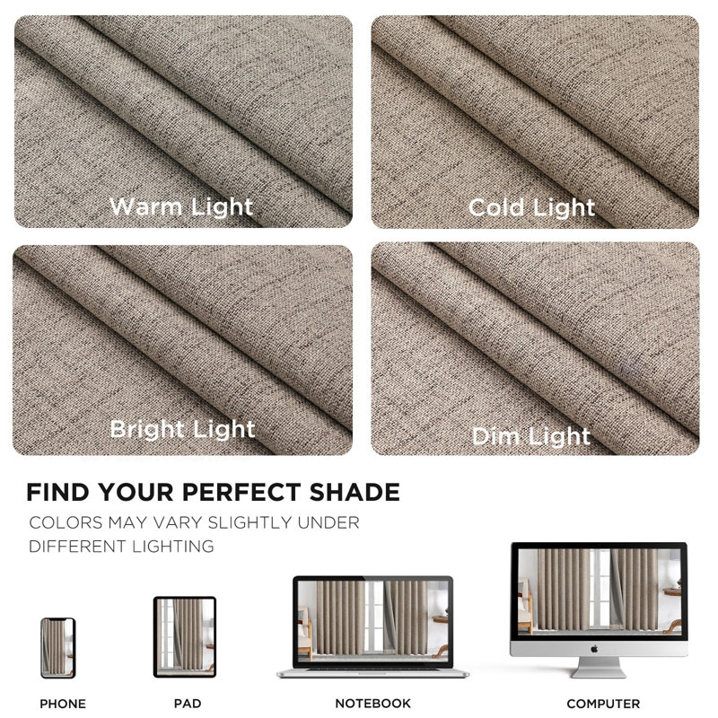 Blackout Advaith For Bedroom - 84 Inch Long 100% Light Blocking 2 Panels Set, Rod Pocket & Back Tabs Living Room Drapes, Thermal Insulated Room Darkening Window Advaith