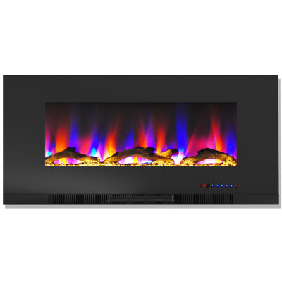 Cambridge Wall Mount Electric Fireplace Heater with Remote Control for Indoor Use in Living Room, Bedroom, Home Office