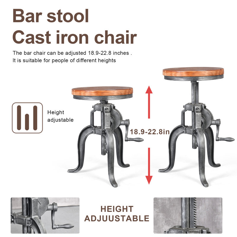 Jenaiah Swivel Adjustable Height Counter Stool with Metal Frame
