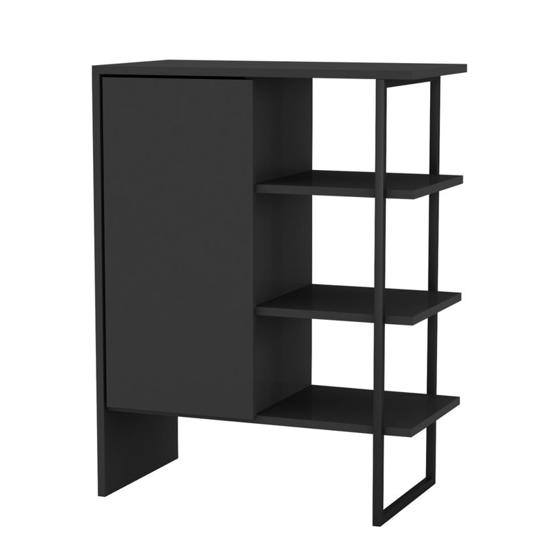 Rafaiel 79cm H x 60cm W Metal Bookcase, Black