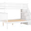 Lit simple superposé au dessus d'un lit double avec compartiment de rangement blanc - Escalier en pin massif et design fonctionnel
