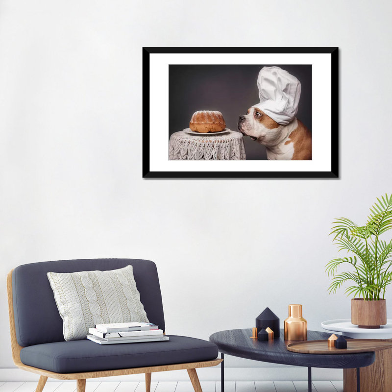 " The Confectioner And His Masterpiece " by Heike Willers, Black Framed Fine Art Paper, White, 24" H x 32" W x 1" D