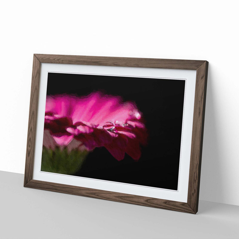 Pink Gerbera Flower - Picture Frame Painting Print, Walnut Framed, 36cm H x 48cm W x 2cm D