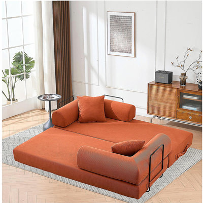Canapé-lit pliant, canapé-lit convertible de 63 po avec 2 coussins, canapé-lit pliant, matelas à ressorts en mousse, canapé futon pour salon, bureau, appartement